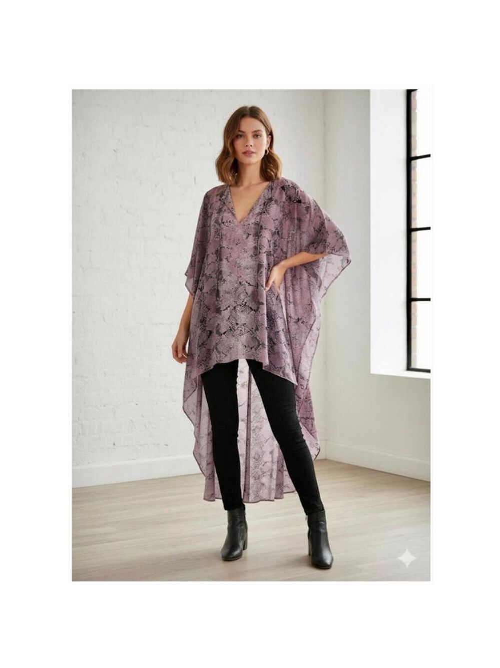 Buddy Love Snake Print High Low Tunic Dress M/L Flowy V Neck